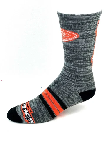 Anaheim Ducks Hockey Gray RMC Black & Orange Quad Stripe Deuce Crew Sock Cover