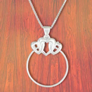 Ciondolo Ciondolo Ciondolo Triplo Cuore in MASSICCIO Argento Sterling 925 - Catena a scelta! - Foto 1 di 20