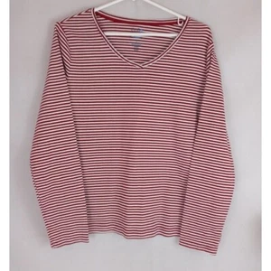 Croft & Barrow The Classic Tee Women's Metallic Red & White Shirt Size Large - Picture 1 of 5