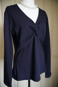 TRENERY by Country Road Top SIZE M / 12 Twist Front V Neck Night Sky Navy Blue - Picture 1 of 23