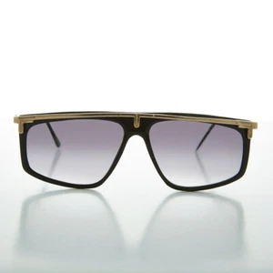 80s Hip Hop Flat Top Vintage Sunglass Black - Rome - Picture 1 of 3