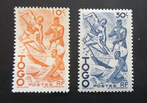 1947 Togo Briefmarken Scott #309-310 Extraktion Palmöl - postfrisch/OG (L30) - Bild 1 von 2