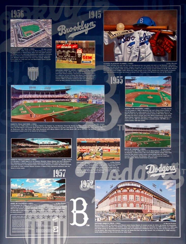 BROOKLYN DODGERS Historic Art Collage 1945-57 POSTER (Artists Jurinko, Purdom) Cover