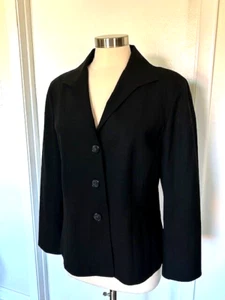 Lafayette 148 Wool blend lined Black Blazer Womens size 12 Career Business EUC - Picture 1 of 6
