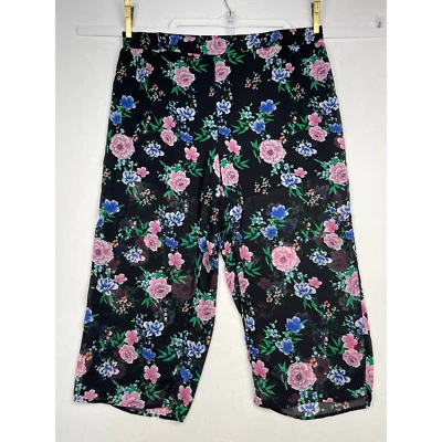 Torrid Floral Black Chiffon Airy Pants, with Shorts Lining Beach Pants, Size 4X - Изображение 1 из 4
