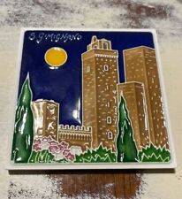 San Gimignano Italy Ceramic Tile Trivet Coaster Travel Souvenir 4" x 4"