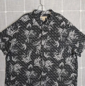 Island Passport Shirt Mens 2XL Black Hawaiian Loop Collar Rayon Button Up Casual - Picture 1 of 16