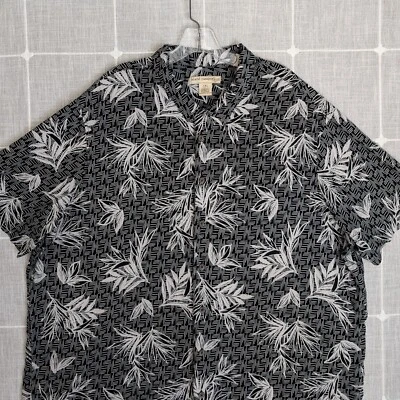 Camisa Island Passport Para Hombres 2XL Negra Hawaiana Cuello Lazo Rayón Abotonada Informal Foto 1 de 4