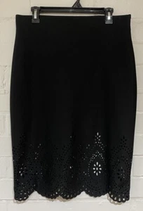 JOSEPH RIBKOFF Aus 14 Skirt Black w Cutout Hem Stretch w Waistband Side Zip - Picture 1 of 7