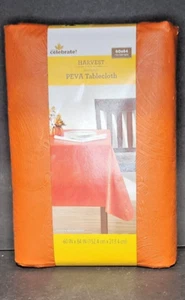 Celebrate Harvest 60" x 84" Pumpkin Color Rectangle Peva Tablecloth - Picture 1 of 3
