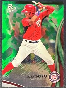 Bowman Platinum Juan Soto 2017 refractor verde novato radiocontrol #’d/99 como nuevo/gema como nuevo - Imagen 1 de 3