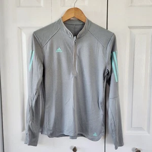Adidas Damen T-Shirt Größe Small Climalite Tanf 1/4 Zip Langarm grau Tee - Bild 1 von 10