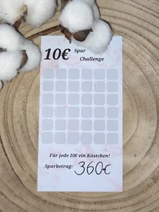 10 Euro Spar Challenge passend für A6 Budget Planer Sparchallenge Budgetplaner - Bild 1 von 1
