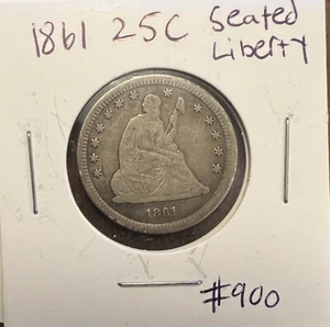 1861 Sitzende Freiheit Silber Viertel volle FREIHEIT sichtbar. - Bild 1 von 2