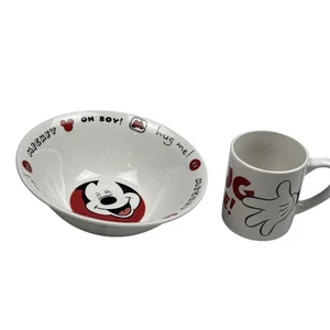 Disney Mickey Mouse Schale & Becher Set "Hug Me! Rot Weiß Keramik Frühstücksset - Bild 1 von 6
