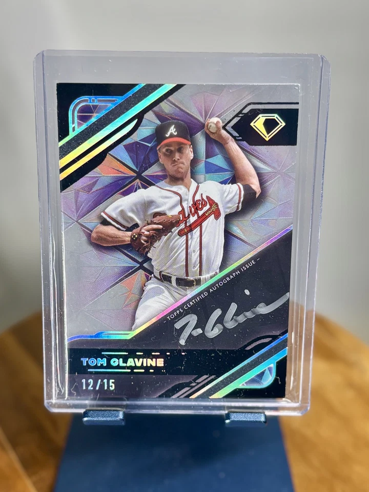 Ícones de diamante 2025 Topps preto policromado TINTA - Tom Glavine autografado 12/15 Braves - Imagem 1 de 2