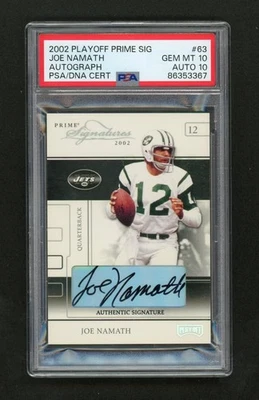 2002 Playoff Prime Signature No63 Joe Namath автограф PSA 10 Gem как новый POP 1 - Изображение 1 из 2