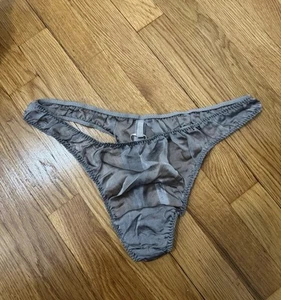 Skims Size XL Romance Silk Panty Thong Gray Color “ Charcoal “ NWT FLAW * - Picture 1 of 8