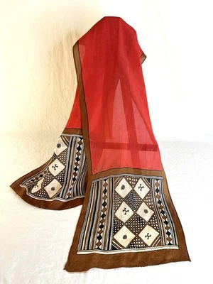 Bufanda de seda vintage Anne Klein con estampado gráfico Foto 1 de 4