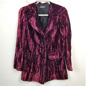 Vintage Y2K Rampage Crushed Velvet Blazer Womens Small Burgundy Purple Vtg - Picture 1 of 6