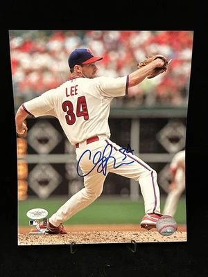 CLIFF LEE PHILADELPHIA PHILLIES AUTOGRAPHED 8X10 PHOTO WORLD SERIES JSA COA - Image 1 of 4