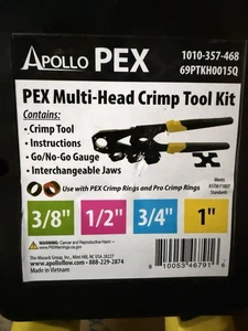 Apollo 3/8 Zoll bis 1 Zoll Mehrkopf PEX-B SS PUREFLOW Crimpzange Set - Bild 1 von 5