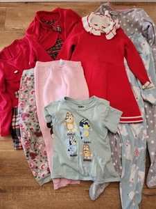 9 Piece Girls 5T Clothing Lot Fall Dresses Pants Pajamas Disney Carter Child  - Picture 1 of 7