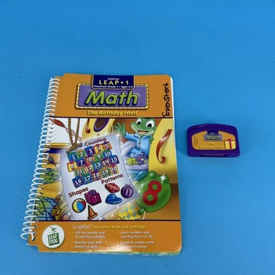 Leap Frog LeapPad Math 1 The Birthday Hunt -book & cartridge-ages 4-6-used - Image 1 of 3