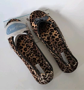 Dearfoams Women's Leopard Print Ballet Slippers Size 10 NWT - Picture 1 of 4