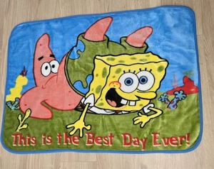 Rara coperta peluche HTF vintage 2004 SpongeBob questo è il giorno migliore di sempre 32 x 42 nuova - Foto 1 di 2