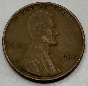 1937 P - Lincoln Wheat Penny - G/VG X-695 - Picture 1 of 3