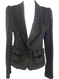 DAKS schwarz Samt Crop Blazer Knopf Tasche Akzent schicker Grunge-Größe 10 - Bild 1 von 7