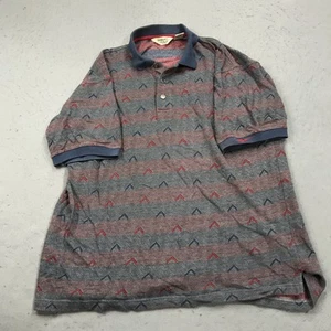 VINTAGE Reebok Golf Polo Shirt Mens Medium Blue Red AOP Bryson Cotton 90s - Picture 1 of 7