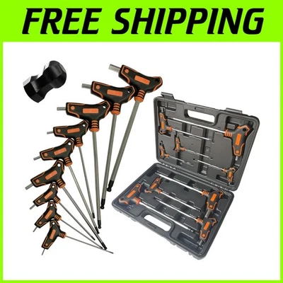 S2 Steel T-Handle Hex Key Set: 9PCS Long Arm Ball End Wrenches with Storage Box - Image 1 of 4