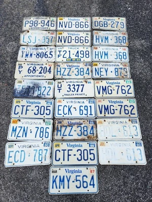 Винтажный оптовый лот из 25 номерных знаков Virginia с истекшим сроком годности  - Изображение 1 из 4