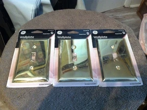 Interruptor de luz de palanca 3 GE placa de pared acabado latón acero chapado con tornillos (NUEVO) - Imagen 1 de 8