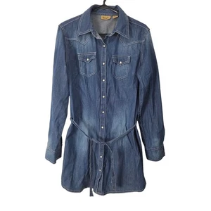 Vestido midi Wrangler Western frontal a presión L para mujer manga larga Rodeo Ranch Farm - Imagen 1 de 6