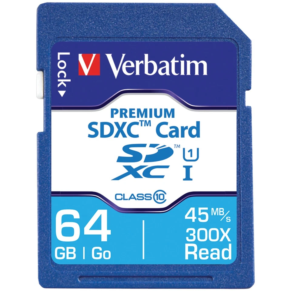 VERBATIM® 64-GB Class 10, UHS-1 V10 U1 Premium SDXC Memory Card - Image 1 of 3