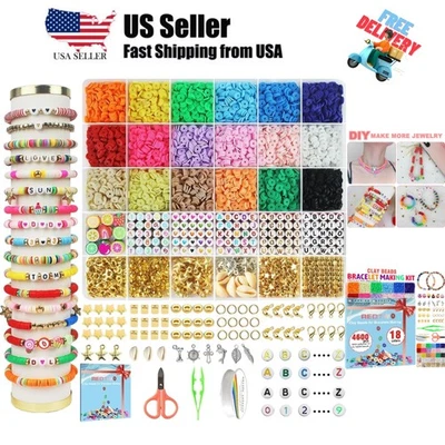 5100 cuentas de arcilla, cuentas planas Preppy para hacer joyas de amistad, polímero Hei... Foto 1 de 4