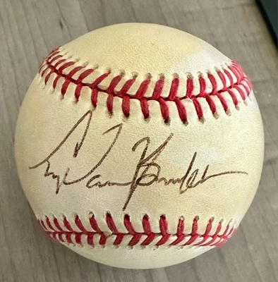 Ty Van Burkleo RARE California Angels Signed Autograph Rawlings A.L. Ball w/case - Image 1 of 3