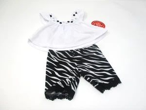 Build A Bear2-Piece Zebra Leggings and White Top Set Black and White BAB NWT - Picture 1 of 6