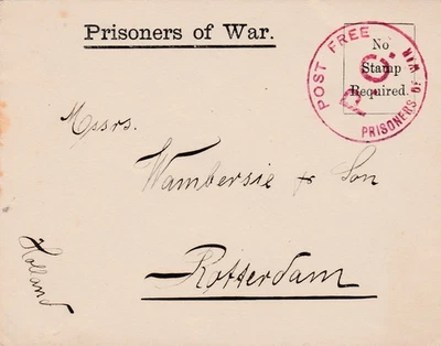 GB to Holland QUEENSFERRY Internment Camp PRISONER OF WAR c1915 - Image 1 of 2