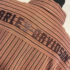 Herrenhemd L Harley Davidson Mechaniker braun mit schwarz gestreiften Knöpfen - Bild 1 von 8