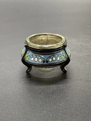 Ancien Saleron Métal Argent Emaillé Russe Hommet Cloisonné Old Russian  - Photo 1/4