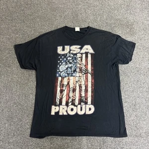Fruit Of The Loom USA Proud American Flag Soldier Shirt Men's Size XLarge Black - Picture 1 of 7