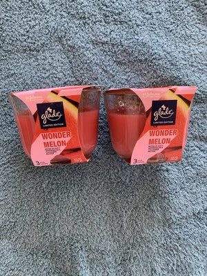 Lot Of 2 - Glade 3-Wick Scented Candles, Wonder Melon, Limited Edition. 6.8oz Ea - Image 1 of 2