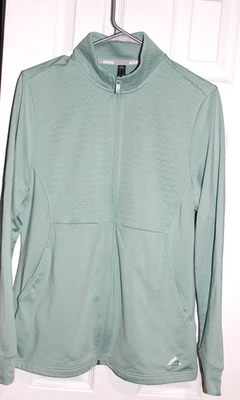 Adidas женщин большой полный молнии длинным рукавом новом зеленый гольф текстурированный макет шеи Топ - Изображение 1 из 4