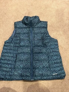 Lands' End blau/grün/schwarz geometrisches Daunenweste Damengröße 1X (16W-18W) - Bild 1 von 11
