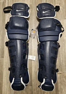 $350 NIKE Vapor Baseball Catchers Leg Shin Guards Navy Blue White Men's Size 19" - Picture 1 of 13