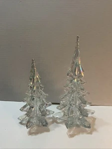 Silvestri Lead Crystal Christmas Trees / 2 Iridescent Tint - Picture 1 of 7